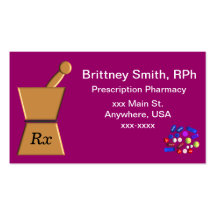 Pharmacist Business Cards Pestle and Mortar ll