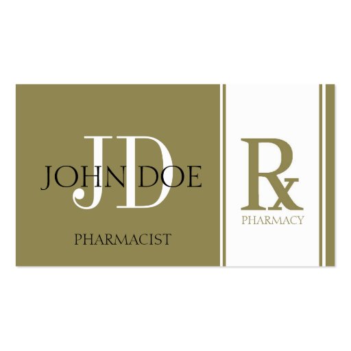 Pharmacist/Prescription Pharmacy Antique Gold Business Card Template