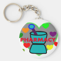 "PHARMACY"  Multi Colour Hearts Keychain