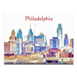Philadelphia Colour Sketch Postcard