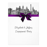 Philadelphia Skyline Etch BW Purp V Engagement Pty Custom Announcement