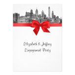 Philadelphia Skyline Etch BW Red V Engagement Pty Invitation