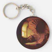 Philosopher In Meditation. By Rembrandt Van Rijn Key Chain