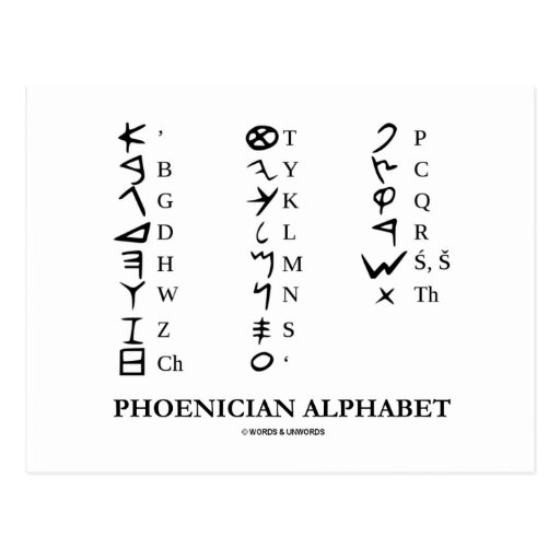 Phoenician Alphabet (Linguistics Cryptography) Postcard | Zazzle