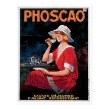 Phoscao Vintage Chocolate Drink Ad Art Postcard