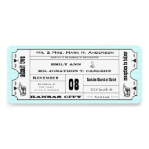 Photo Aqua Modern Typography Ticket Wedding Personalized Invitation