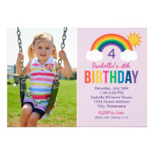 Photo Birthday Party Invitation | Rainbow Colours
