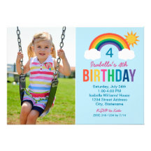 Photo Birthday Party Invitation | Rainbow Colours
