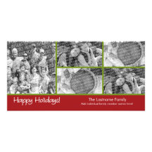 Photo Card: Happy Holidays with 5 photo collage