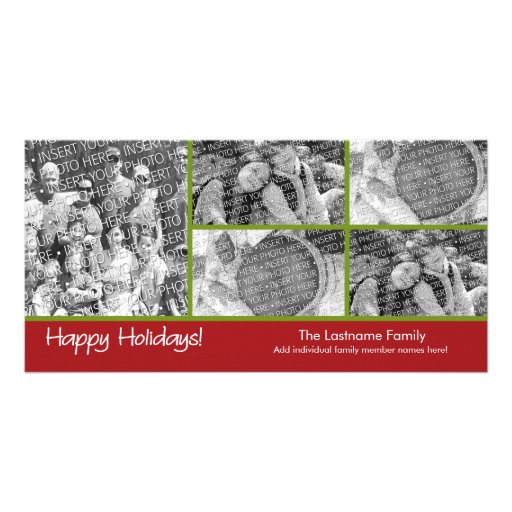 Photo Card: Happy Holidays with 5 photo collage