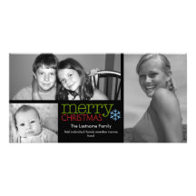 Photo Card: Merry Christmas with 3 photo collage