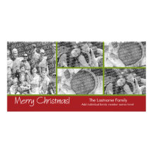 Photo Card: Merry Christmas with 5 photo collage
