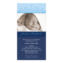 PHOTO CHRISTENING INVITATIONS :: elegant 6 Personalised Photo Card