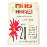 Photo Orange  Pink Modern Daisy Wedding Invite