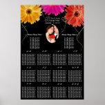 Photo Pink and Orange Gerber Daisy Seating Chart Poster