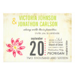 Photo Raspberry Hand Drawn Daisy Wedding Invite