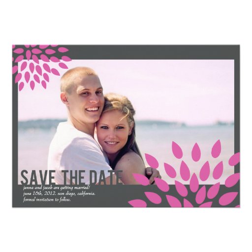Photo Save the Date // Posh Petals // Fuchia Invitation