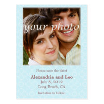 Photo Save the Date Postcard - aqua postcards