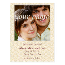 Photo Save the Date Postcard - gold rings postcards
