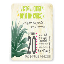 Photo Succulent Aloe Pink Lime Hydrangea Wedding Custom Invites