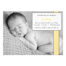 Photo Template Baby Girl Announcement  - Yellow
