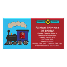 Photo Train Birthday Invitation Photo Card Template