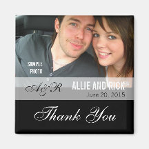 Photo Wedding Favour Magnets Black