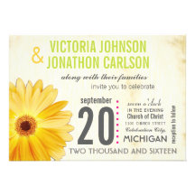Photo Yellow Gerber Daisy Wedding Invitations