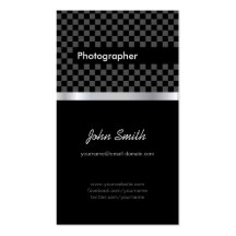 Photographer - Elegant Black Checkered Business Card