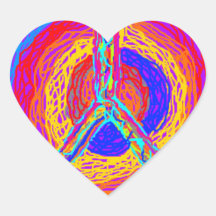 phsycodelic heart sticker peace sign