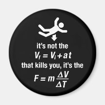 physics - it's the sudden deceleration that kills refrigerator magnet