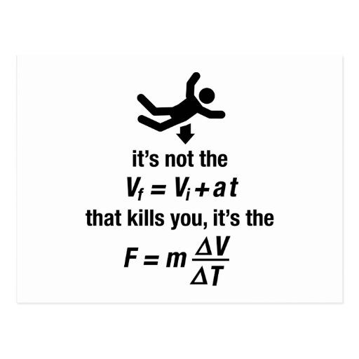 physics - it's the sudden deceleration that kills postcards