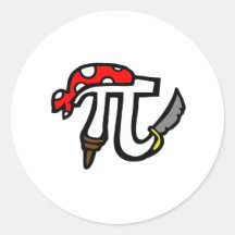 PI Pirate Round Sticker