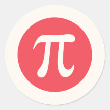 Pi symbol cream off-white on pale red round sticker