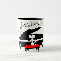 Piano cat mug