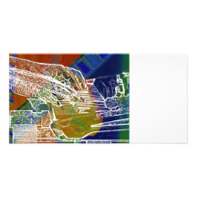 piano hands invert over orange guitar neck hands custom photo card
