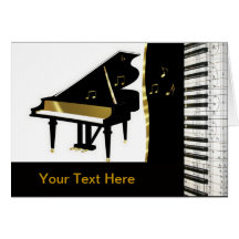 Piano Invitation Gold and Black Keyboard Card