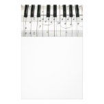 Piano Keyboard and Music Notes Custom Stationery