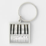 Piano Keyboard and Music Notes Key Chains