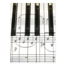 Piano Keyboard and Music Notes Post Card