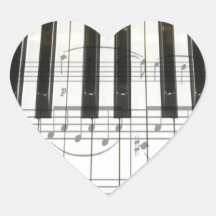 Piano Keyboard and Music Notes Sticker