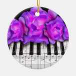 Piano Keyboard and Roses Christmas Ornament