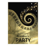 Piano Keys and Gold Music Notes Invitations