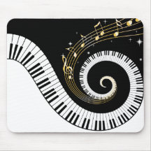 Piano Keys and Gold Music Notes Mousepads