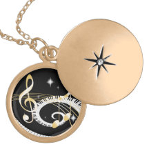 Piano Keys and Golden Music Notes Custom Necklace