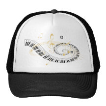 Piano Keys and Golden Music Notes Hats