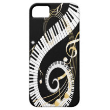 Piano Keys and Golden Music Notes iphone5 iPhone 5 Cover