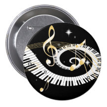 Piano Keys and Golden Music Notes Pins