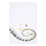 Piano Keys and Golden Music Notes Stationery Paper
