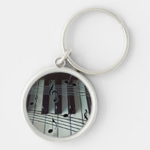Piano Keys and Music Notes Keychain